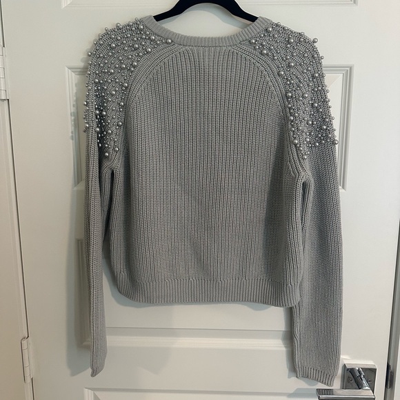 NWT Michelle Mason Faux Pearl-embellished Cotton Sweater - Picture 3 of 4